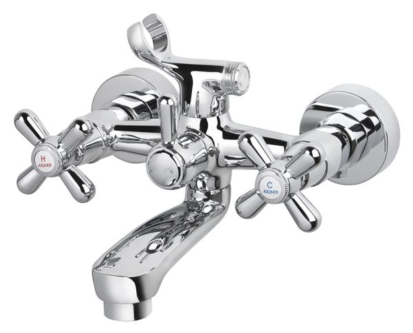 Смеситель KAISER Carlson для ванны к/н крест керамика с душем