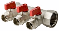 Коллектор VALTEC 1" х 1/2" нар.с отсекающими кранами 3 вых.