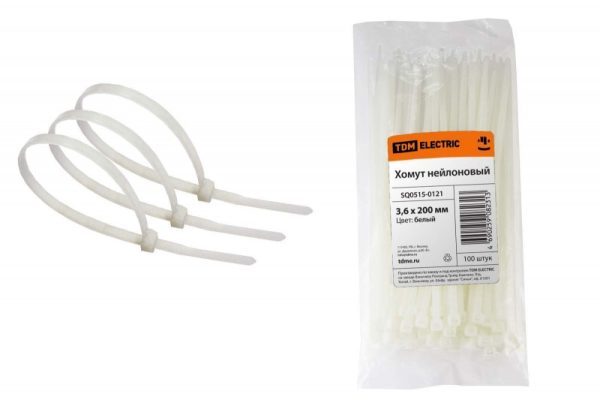 Хомут 5х300мм нейлон (белый) (100шт) TDM