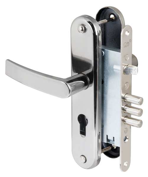 Корпус врезного замка с защёлкой в комплекте с ручкой ЗВ4-31/55 РФ55-022 (черн жемчуг) /78927//САМ