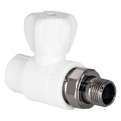 Кран шаровой полипропиленовый для радиатора прямой 20х1/2" (10/60) "TEBO"