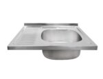 Мойка из нержавейки "KAISER" накладная 600x600*180*0.8mm хром правая/сифон