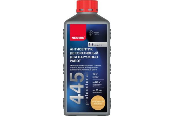 Декоративный антисептик для наружных работ NEOMID 445 золотистая мимоза 0,5 кг