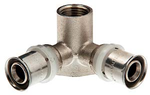 Уголок (пресс) VALTEC 16х1/2"внут. с креплением, проходной