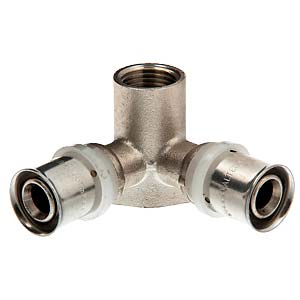 Уголок (пресс) VALTEC 20х1/2"внут. с креплением, проходной