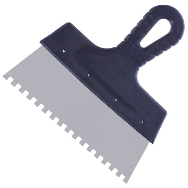 Шпатель зубчатый 250 мм с черной ручкой зуб 6*6 мм 1205107 Korvus