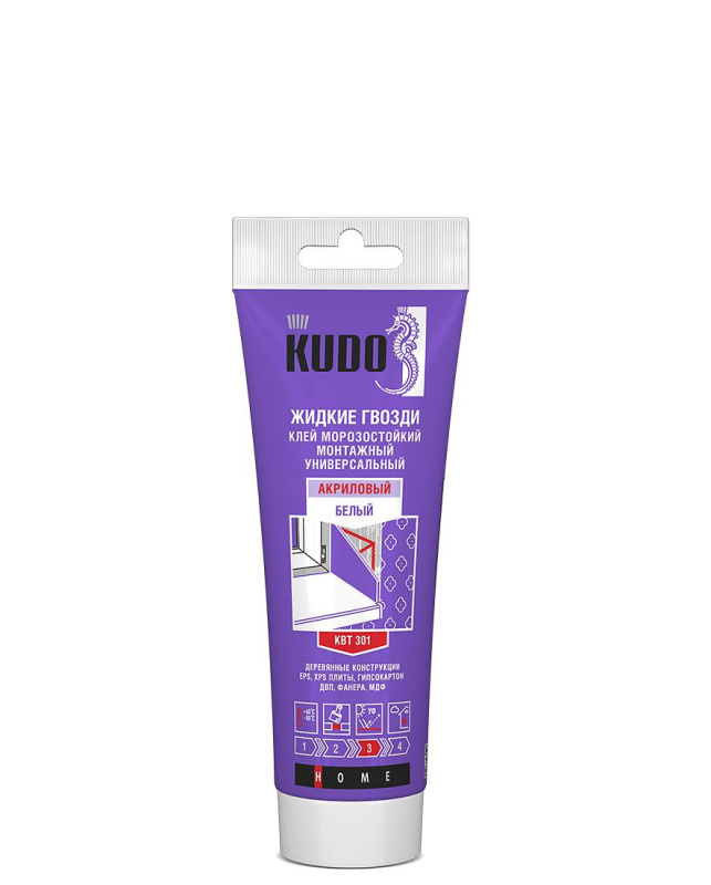 Клей KUDO Жидкие гвозди унив на акрил основе морозостойкий белый 200мл