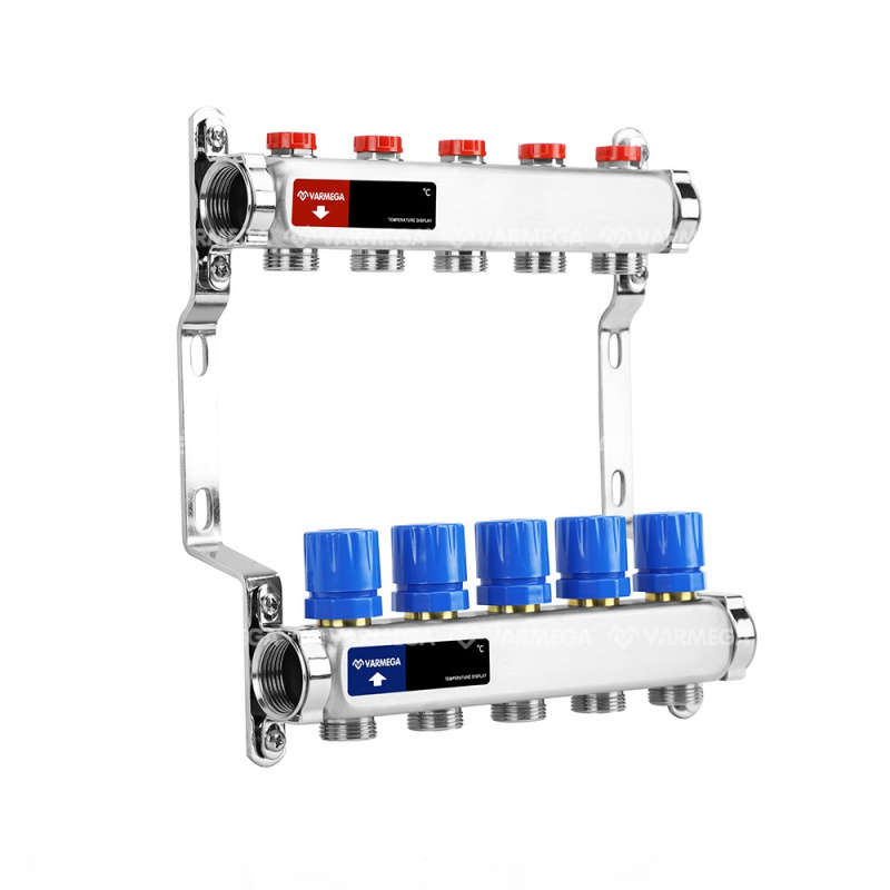 Блок коллекторный с настроечными клапанами 1 "хЗ/4"х 5 (без концевиков) (Varmega) Блок коллекторный с настроечными клапанами 1 "хЗ/4"х 5 (без концевиков) (Varmega)