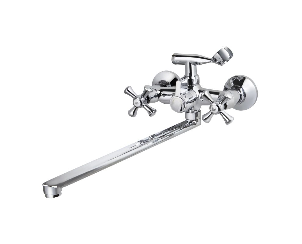 Смеситель VIKO ванна крест керамика (карт/переключатель) плоский излив L-32