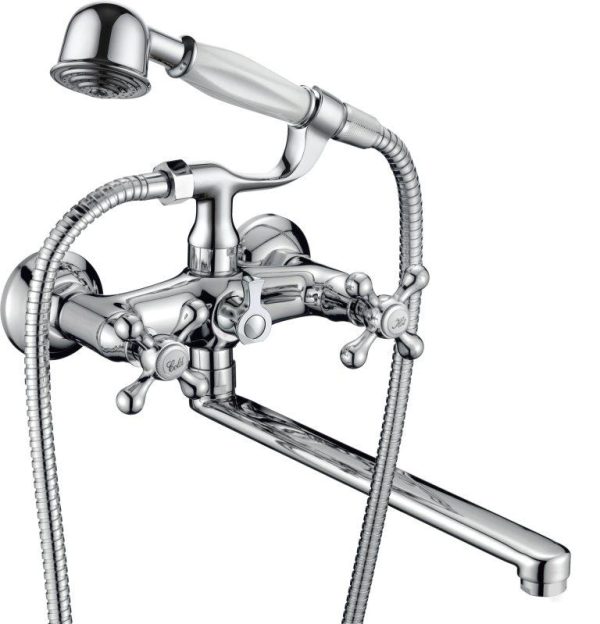 Смеситель для ванны Двухвент. излив 30см (L) мах.крест (латунь) "CALORIE"