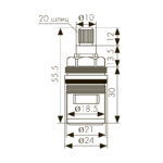 Кран-букса KАISER 1/2 для смес. серии 54 20 шлиц 90* (54К)
