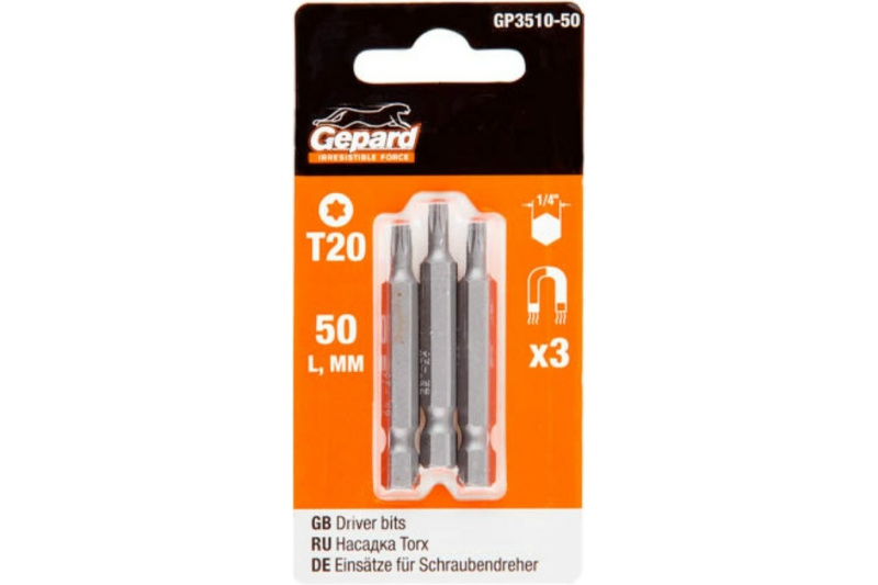Насадка TORX T20 50 мм GEPARD GP3510-50 3 шт Насадка TORX T20 50 мм GEPARD GP3510-50 3 шт