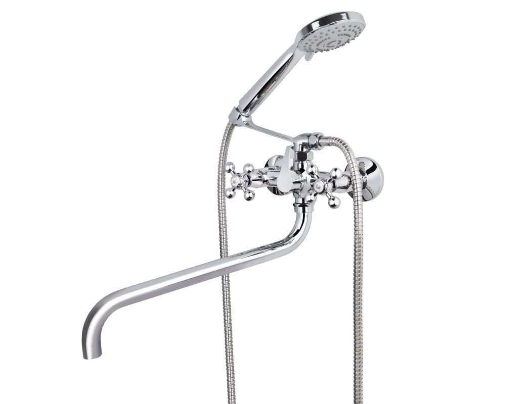 Смеситель VIKO ванна крест керамика шар/переключатель) 3-jet, с огр. круглый излив LUX-35см