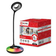 Светильник настольный светодиодный ССО 21Ч 8Вт 640Лм RGB, сенсор-диммер, адапт ЧЕРНЫЙ IN HOME