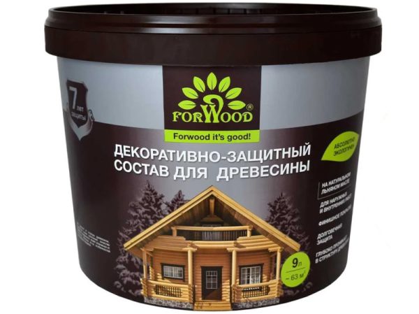 Декоративно-защитный состав для древесины Forwood ВДПФ-1601 Миланский Орех 9 л