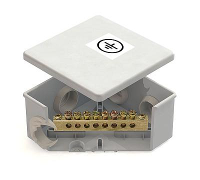 Коробка уравнивания потенциалов (КУП) для наружного монтажа,6 гермовводов, 85х85х40мм(60шт) 41360