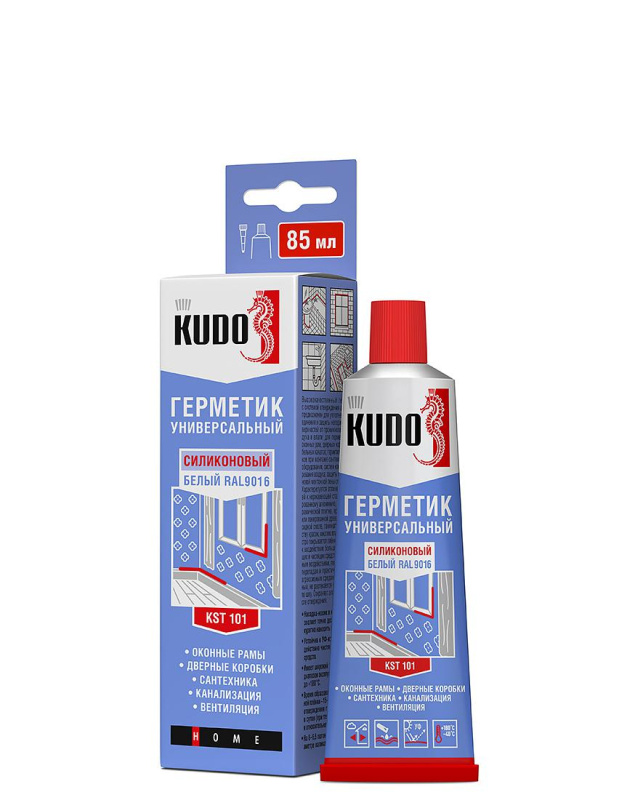Герметик KUDO KST-101 силиконовый универсальный белый 85мл