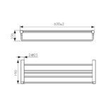 Полка для полотенец с держателем KAISER Vita 600х190х106мм /Нержавейка/Белый матовый