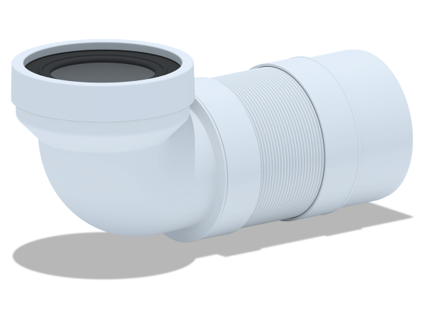 Гибкий удлинитель унитаза АНИ угол 90гр.,корот., вып. 110 мм