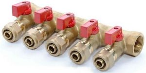 Коллектор WМ м/п 3/4" х 16 х 5 вых.универсальный (кр+син ручки)