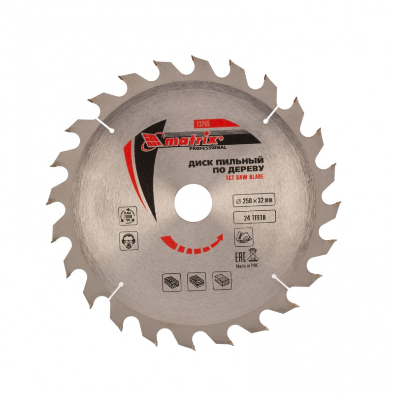 Диск пильный по дереву 250х32 мм 24 зуба MATRIX 73265 Диск пильный по дереву 250х32 мм 24 зуба MATRIX 73265
