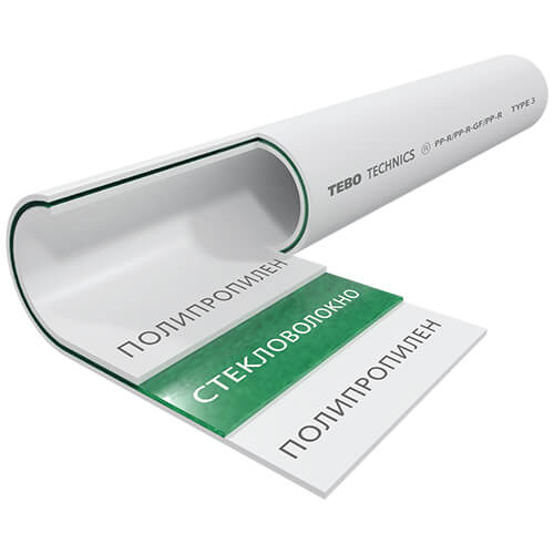 Труба полипропиленовая арм.стекловолокном SDR 6 PN25 ф25х3,4 мм (40/2) Хлыст 2 метра "TEBO"