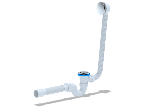 Сифон Ани 1-1/2" д/ванны автомат с выпуском и переливом, круг. с г/тр. 40х50 (сетка)