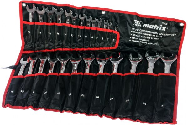 Набор ключей комбинированных 6-32 мм полированный хром MATRIX 25 шт