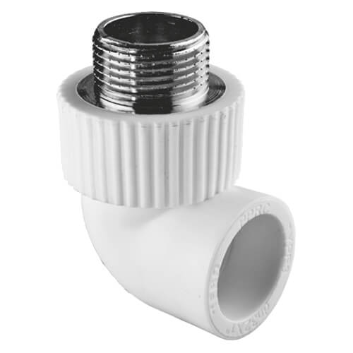 Угол полипропиленовый комбинированный 32х1" с наружной резьбой (40/10) "TEBO"