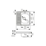 Мойка из нержавейки "KAISER" накладная 600x600*180*0.8mm хром правая/сифон