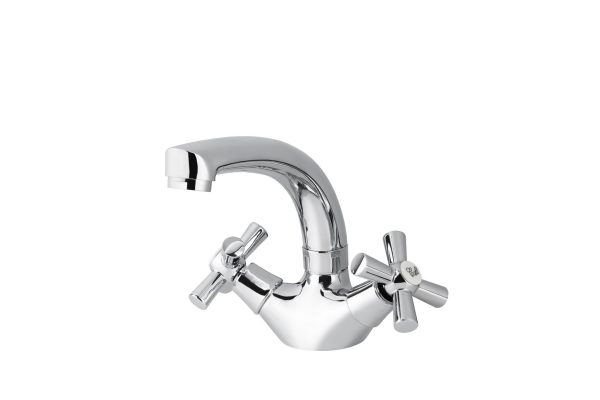 Смеситель VIKO для раковины крест керамика (поворот. низкий излив)