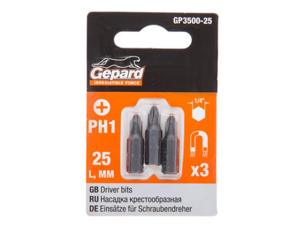 Бита GEPARD GP3500-25 Ph 1*25 мм 3 шт