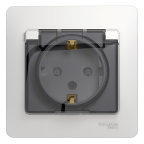Розетка СП 1-я з/к з/ш с крышкой, IP44, белая "GLOSSA" (упак.10) GSL000148 кор.60шт