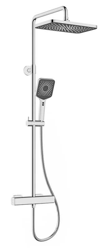 Душевая система KAISER Cube с термостатом (3-jet/стац. лейка 320х200х16mm) /Латунь/Хром