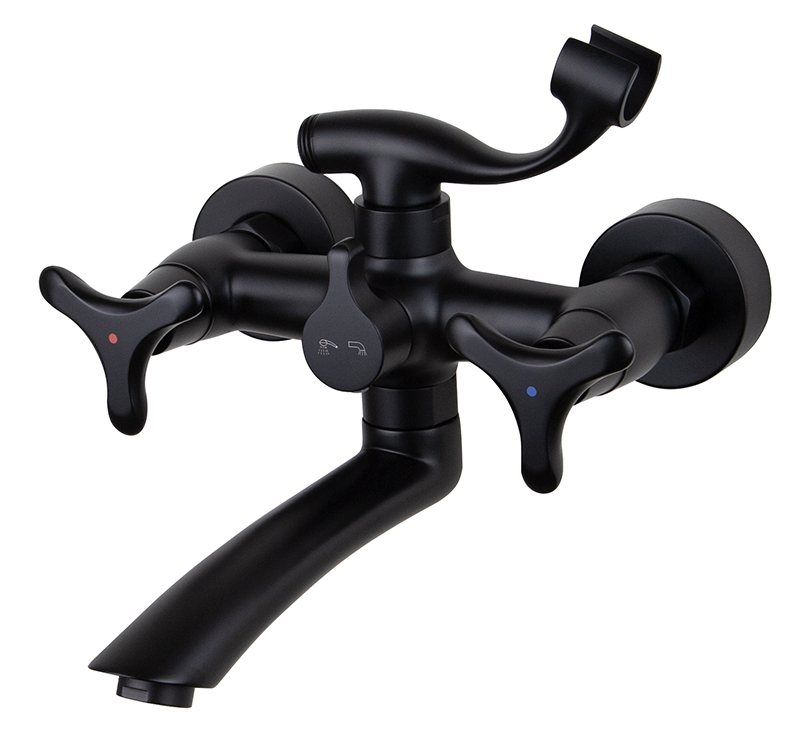 Смеситель KAISER Trio ванна излив 15 см кер 3-листник черный Смеситель KAISER Trio ванна излив 15 см кер 3-листник черный