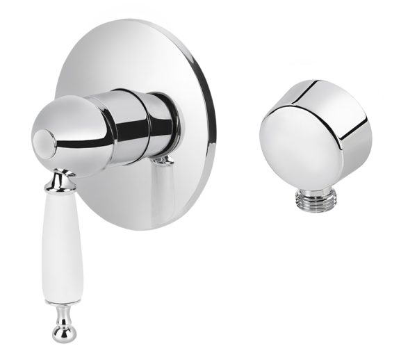 Смеситель KAISER Vincent скрытый монтаж (ручка белая)