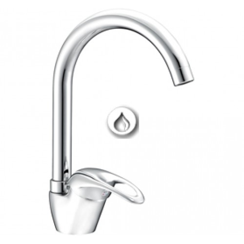 Смеситель для кухни однорычажный, высокий излив 20 см, карт. 35, шпилька, б/подводки (силумин) ACSOPT