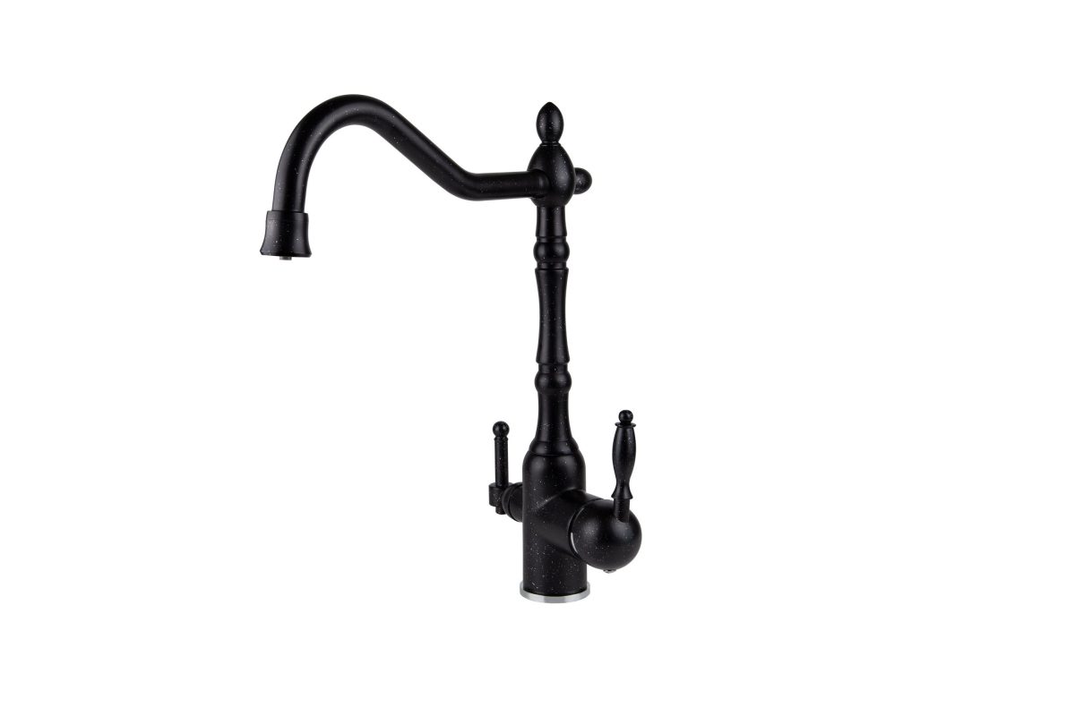 Смеситель VIKO кухня боковой под фильтр (латунь) Ø35, черный мрамор