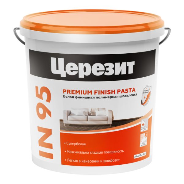 Белая финишная полимерная шпаклевка ЦЕРЕЗИТ IN 95