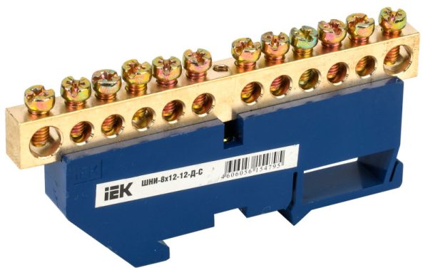 Шина N "ноль" на DIN-изол ШНИ-8х12-12-Д-С ИЭК (упак.240/20)