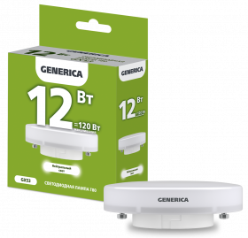 Лампа светодиодная T80 таблетка 12Вт 230В 4000К GX53 GENERICA