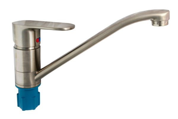 Смеситель для кухни однорычажный, излив 25 см, матовый хром, на гайке, «CALORIE Люкс» (18 шт./кор.)