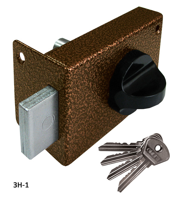 Замок накладной цилиндровый ЗН1медь//ОМЕГА