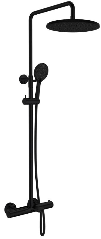 Душевая система KAISER Cezar с термостатом (стац. лейка Ø250mm), черный матовый