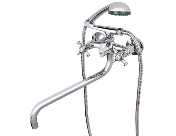 Смеситель VIKO ванна крест керамика (карт/переключатель) 1-jet, круглый излив LUX-35см