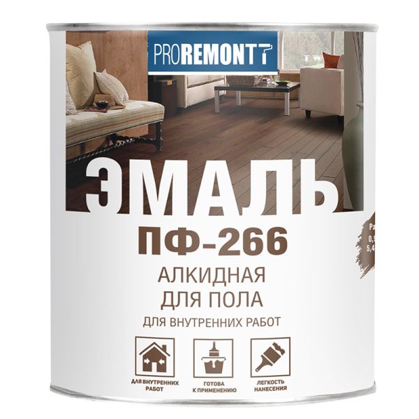 Эмаль ПФ-266 PROREMONTT красно-коричневая 0,9кг Л-С