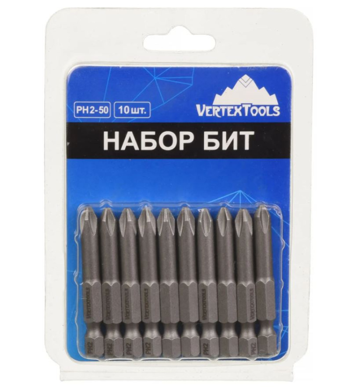 Бита PH 2*50 мм VERTEXTOOLS 10 шт