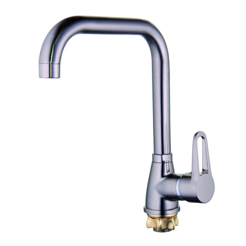 смес. G-Lauf для кухни боковой Г-излив с гайкой (Сатин)