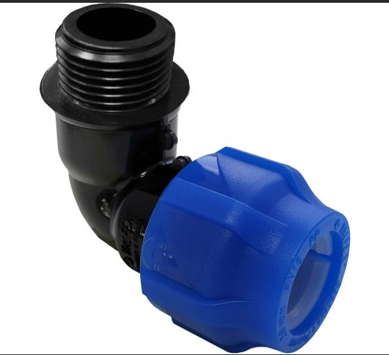 Отвод компрессионный с наружной резьбой 50x1" ПНД (15)