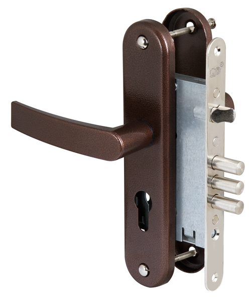 Корпус врезного замка с защёлкой в комплекте с ручкой ЗВ4-31/55 (медный антик) /78930//САМ